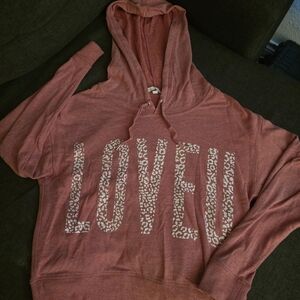 2/$20 Victoria's Secret Pink Crew Neck Sweater with Intricate 'LOVE U' Design